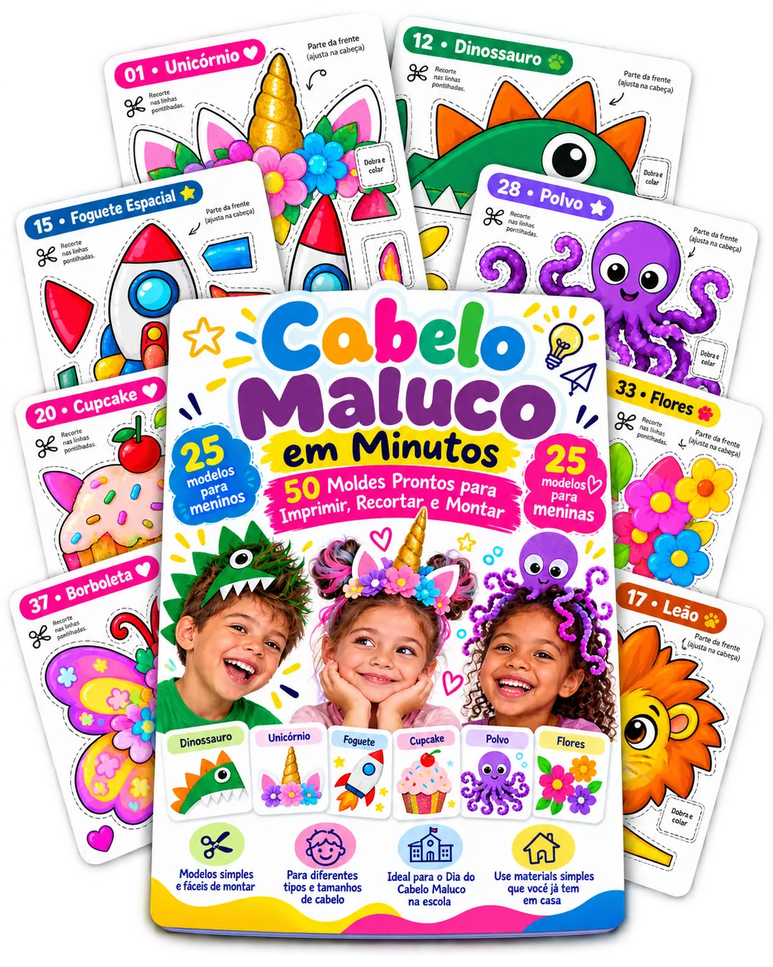 Coleção com 50 moldes de Cabelo Maluco